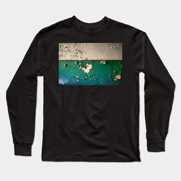 Wall with Peeling Green Blue and White Paint Long Sleeve T-Shirt by Reinvention
